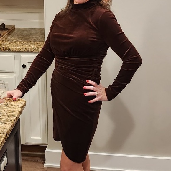 express brown velvet dress Velvet Sweetheart Neckline Strapless Midi Sheath Dress